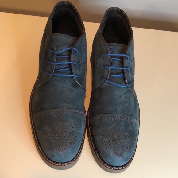 Marc Joseph New York Gold Leather Upper and Lining Blue Suede - Picture 14 of 16